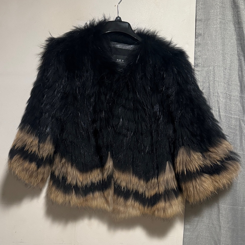 Set Urban Deluxe Black and Brown Faux Fur Jacket